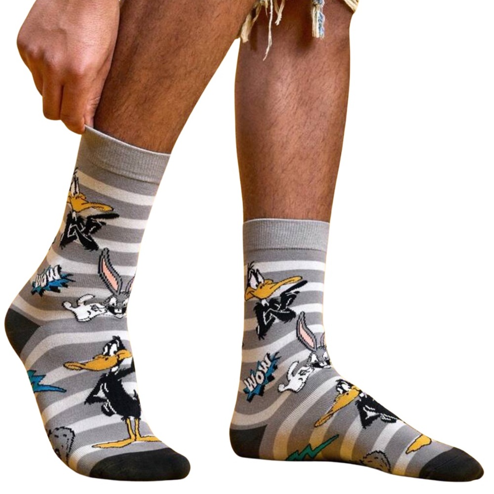 •Daffy & Bugs• Striped Looney Tunes Graphic Unisex Socks 3 for $21